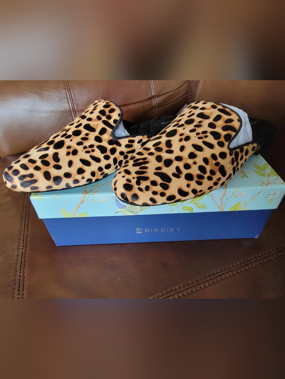 NEW IN BOX Birdies Leopard Print Velvet Slippers